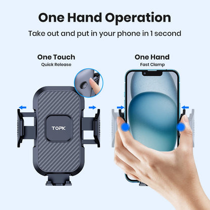 Car Phone Holder Mount,TOPK Upgrade Auto Locking Universal Phone Stand Holder with Hook Clip for Car Air Vent for iPhone Samsun