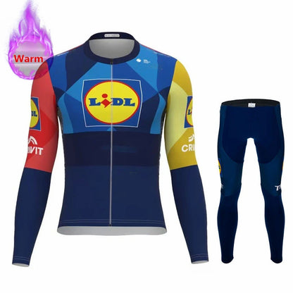 2026 Lidl Team Winter Thermal Fleece Cycling Jersey Set Sports Bike Suit Mountian Bicycle Clothing Ropa Ciclismo Invierno Hombre
