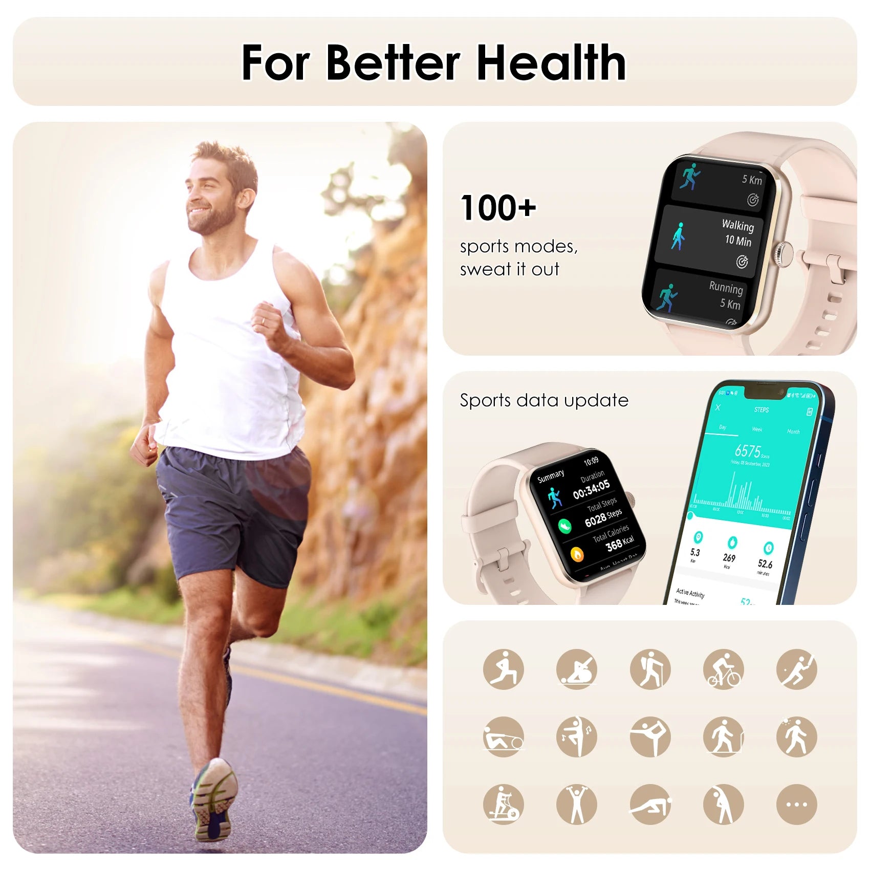 Blackview Waterproof R50 Smart Watch 1.85&