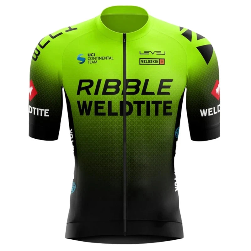 Ribble Weldtite Pro Team Cycling Jersey Set Summer Breathable Bicycle Men&