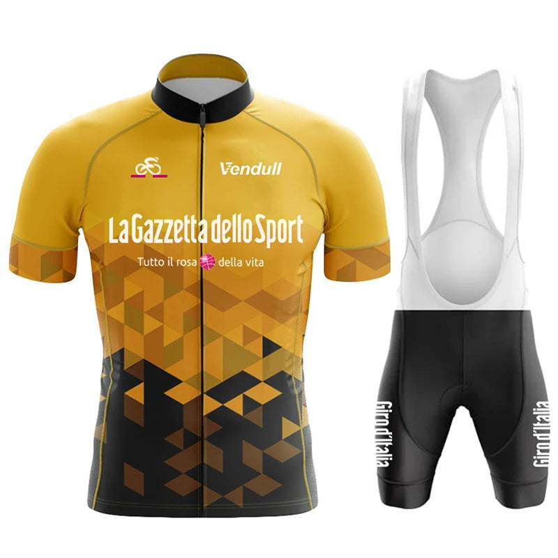 Tour De Italy Cycling Jersey Set for Men, Short Sleeve, Breathable, MTB Bike Clothing, Uniform Suit, Summer, 2024