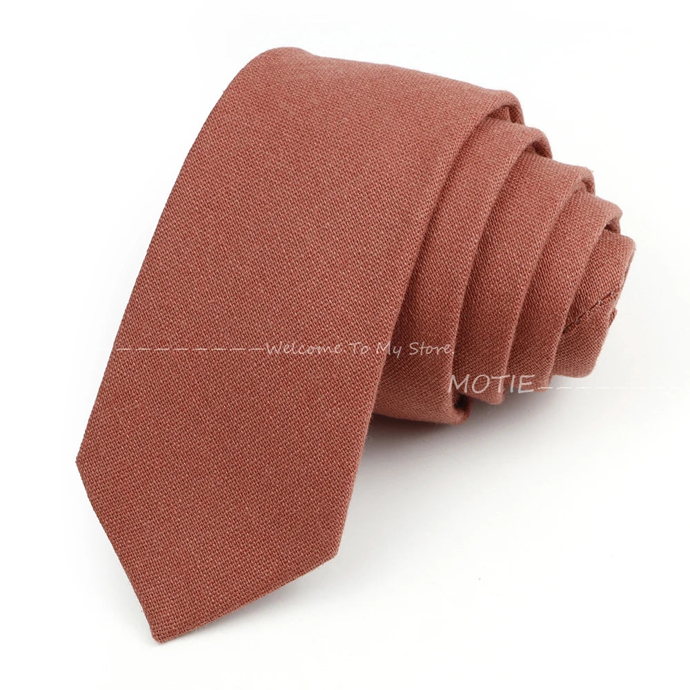 Mens Ties 6cm Classic Cotton Handmade Skinny Neck Ties For Men Soild Color Narrow Collar Slim Orange Grey Blue Tie Casual Tie