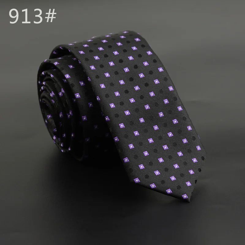 5cm Width Mens Ties New Fashion Plaid Neckties Corbatas Gravata Jacquard Woven Slim Tie Business Wedding Stripe Neck Tie For Men
