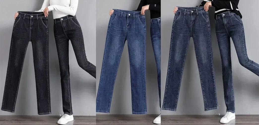 Spring Fall High Waist Straight Jeans Women New Vintage Slim Denim Pants Korean Fashion Streetwear Kot Pantolon Casual Vaqueros