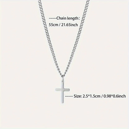 Fashion Minimalist Cross Pendant Necklace for Men Perfect Gift for Boyfriend Trendy Stylish Jewelry