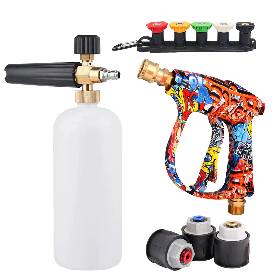 4350PSI High Pressure Water Gun with Graffiti Design, 1L Foam Cannon &amp; 1/4" Quick Connect, Battery-Free for Karcher K Series