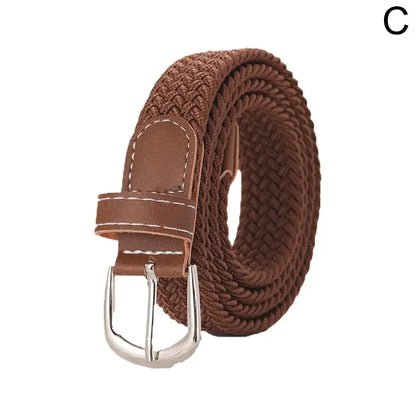 100cm Casual Knitted Pin Buckle Men Belt Woven Canvas Elastic Expandable Braided Stretch Belts For Women Jeans Female Belt