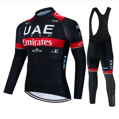2026 UAE Team Autumn Long Sleeve Cycling Jersey Set Bib Pants Ropa Ciclismo Clothing Bike Uniform Men Bicycle Clothes Mailllot