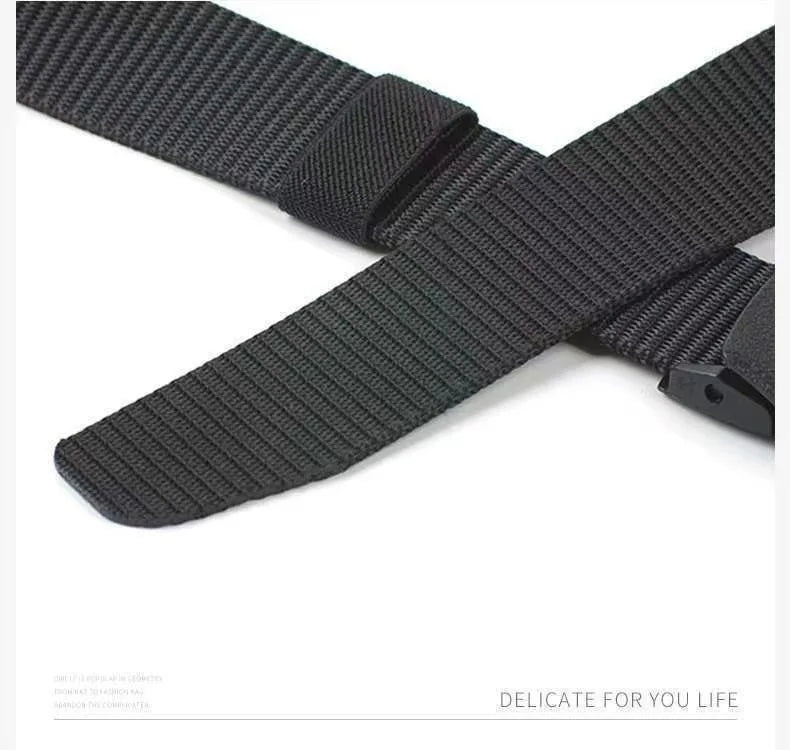 Tactical Belt for Man Golf Outdoor Casual Canvas Belt Black Training Trouser Belt Wide Automatic Buckle Nylon Belt Hunting Sport