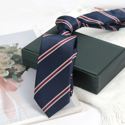 Men Ties Classic Business Necktie Black Stripes Navy Blue Groom Tie for Man Gifts Neck Tie for Wedding Party Clothes Accessories