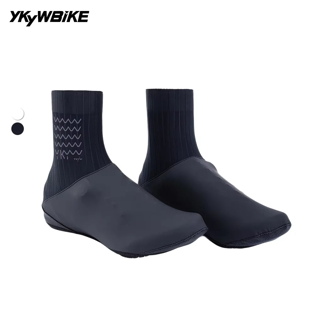 YKYWBIKE Cycling Shoe Covers Waterproof  Lightweight Breathable Perforated Sole Elastic Band Reflective Road Bike Overshoes
