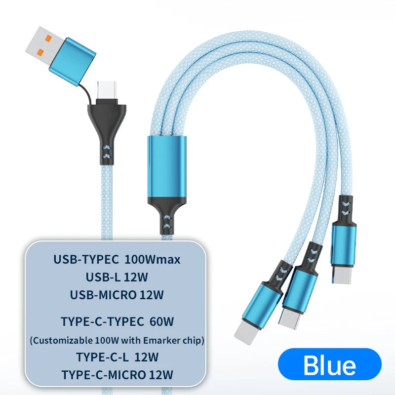 Two Tow Three 100w Braided Fast Charge Data Cable Pd For Mobile Phone Tablet Fully Compatible With Huawei Xiaomi Multi Interface