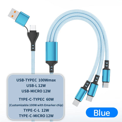 Two Tow Three 100w Braided Fast Charge Data Cable Pd For Mobile Phone Tablet Fully Compatible With Huawei Xiaomi Multi Interface