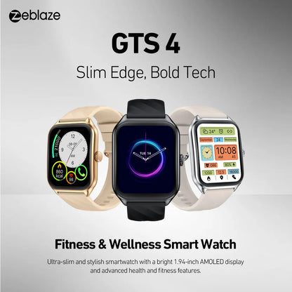 Zeblaze GTS 4 Voice Calling Smart Watch 1.94" HD AMOLED Display 100+ Sports Modes Heart Rate SpO2 Health Monitoring Smartwatch