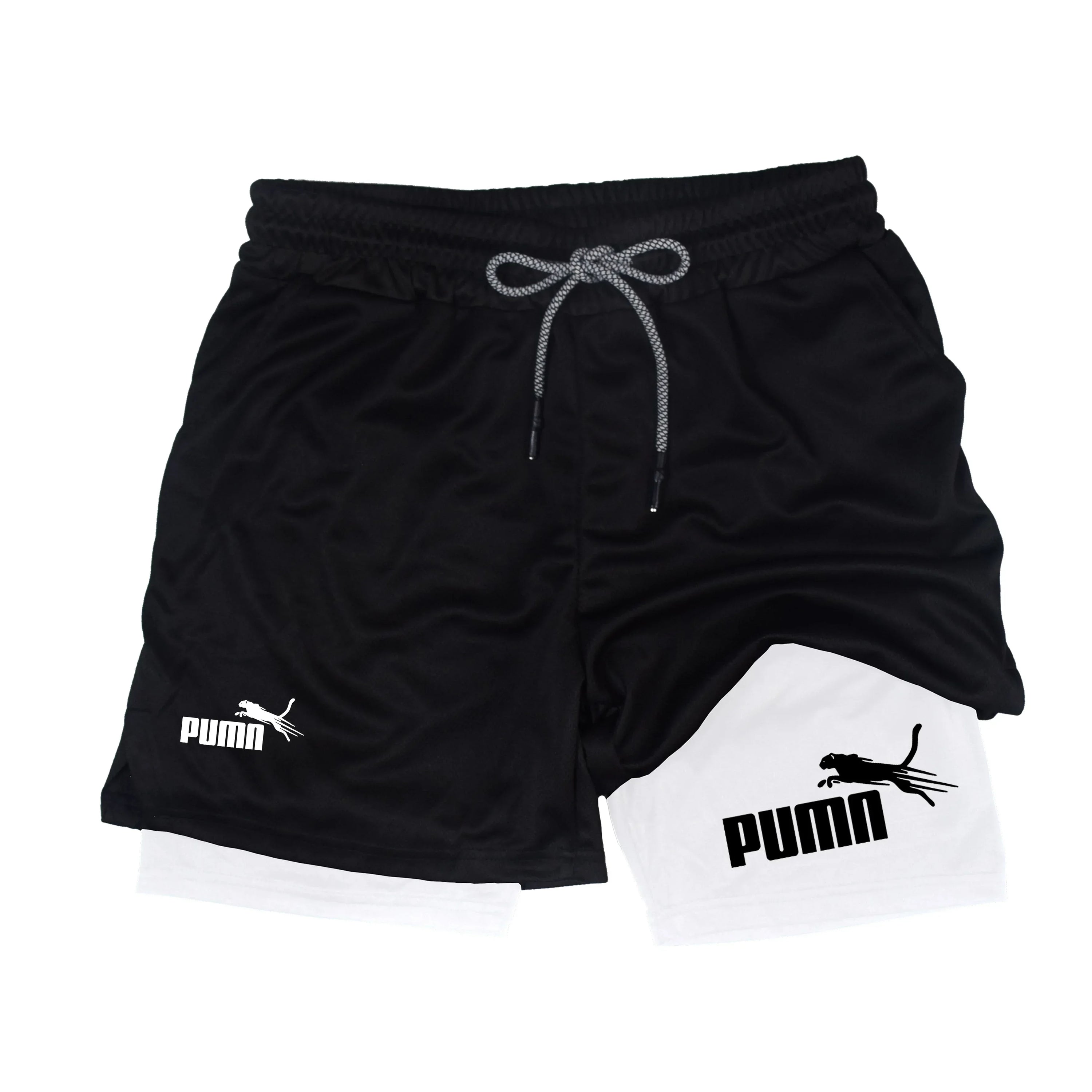 Summer breathable 2-in-1 double-layer shorts men&