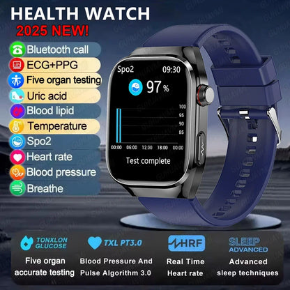 2025 New Smart Watch 2.04-inch AMOLED Screen Bluetooth Call IP68 Waterproof 650mA Sports Smartwatches Men Android Military-Grade