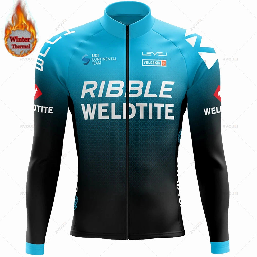 Team 2024 Winter Hot Wool Cycling Jersey Set Men Bicycle Suit Outdoor Sportswear MTB Bike Uniform Maillot Ciclisno Kit Triathlon