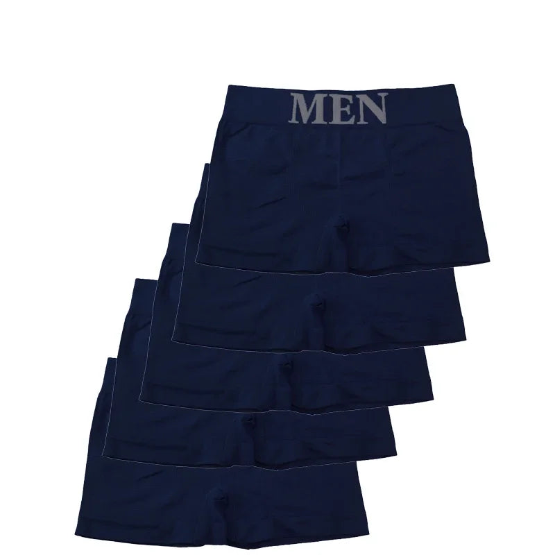 5 Pcs Men’s Boxer Briefs High Elastic Breathable Underwear Soft Cotton Stretch Shorts Comfortable Plain Color Panties