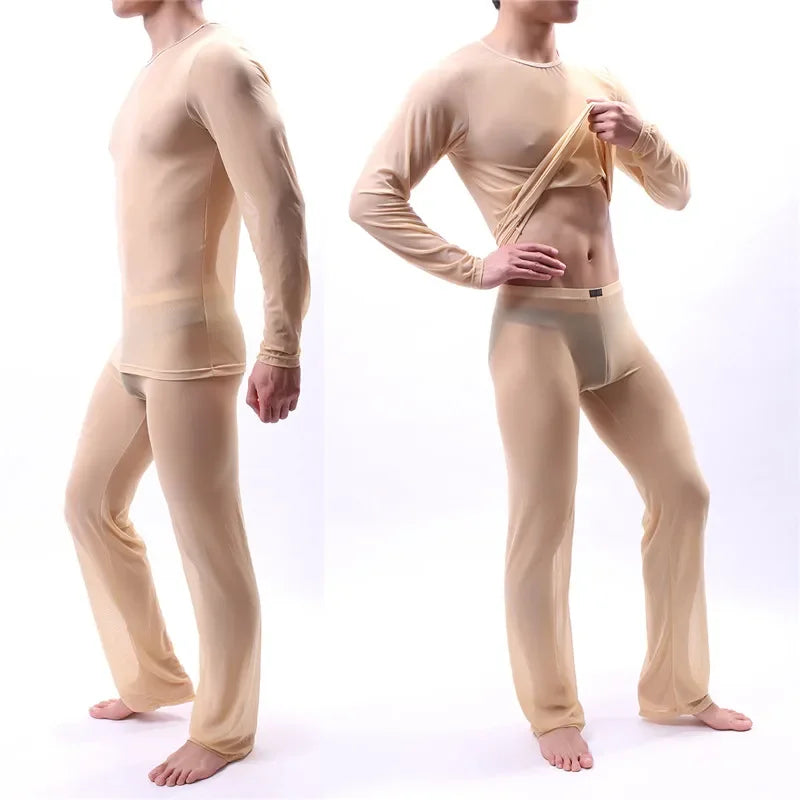 Men Long Johns Underwear Thermal Underwear Ultra-thin Tops and Pants Set Premium Quality Soft Loose Casual Long Johns