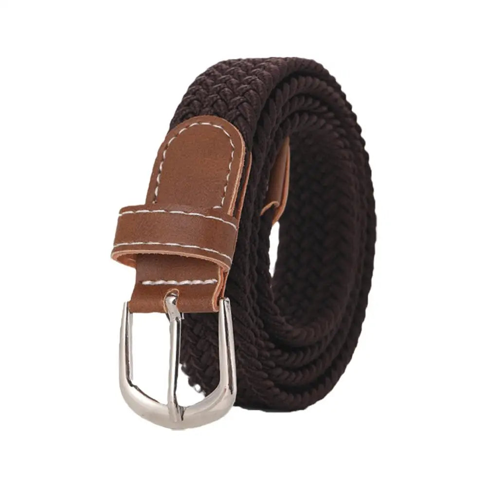 100cm Casual Knitted Pin Buckle Men Belt Woven Canvas Elastic Expandable Braided Stretch Belts For Women Jeans Female Belt