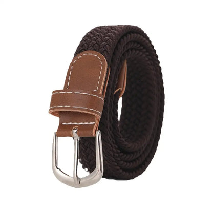 100cm Casual Knitted Pin Buckle Men Belt Woven Canvas Elastic Expandable Braided Stretch Belts For Women Jeans Female Belt