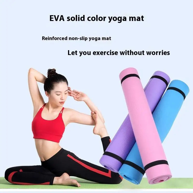 1PC 3MM Thick Sports Fitness Mat for Exercise, Anti-slip EVA Foam Yoga Mat for Pilates and Gymnastics