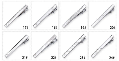 8pcs Tie Clips Metal Diamond With Box For Men Wedding Mens Necktie Clips Set Chrome Stainless Steel Jewelry Gentleman Ties Pin
