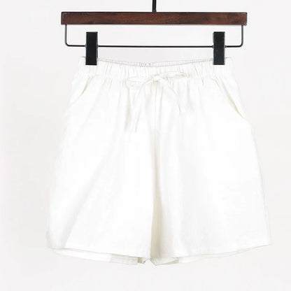 Women Summer Cotton Shorts Casual Solid Pockets Basic Shorts Elastic Waist loose shorts Soft Cool female Outwear Shorts