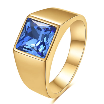 VQYSKO Big Square Cut Stone Signet Ring Exquisite Large Colour Quartz Cocktail Ring For Women Men Jewelry Party Gifts