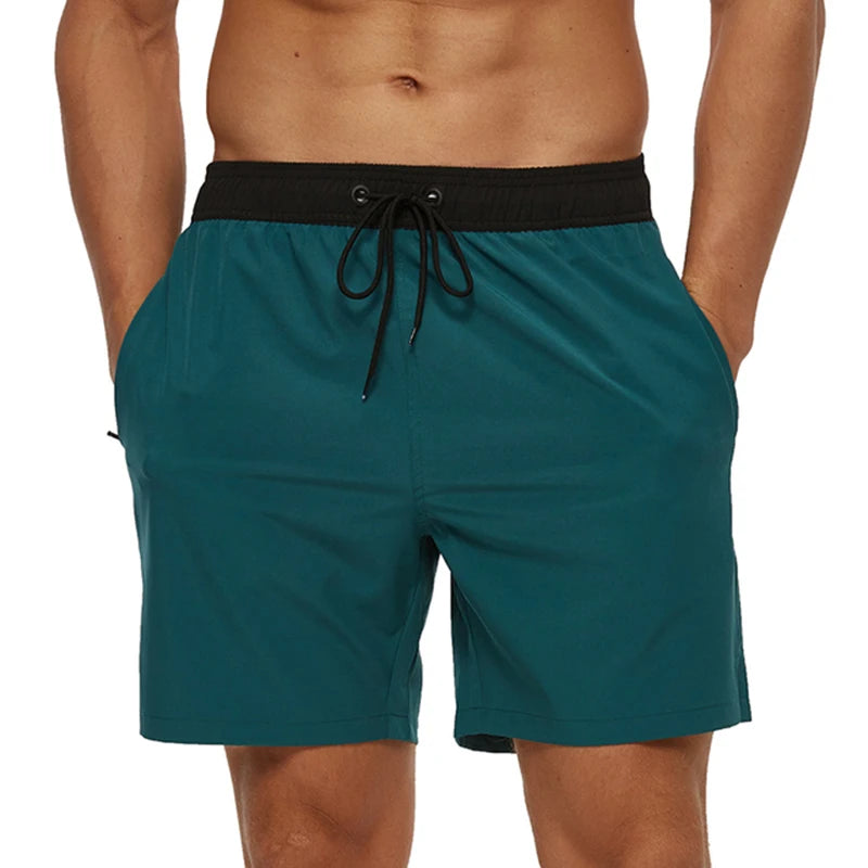 Datifer Summer 2026 Mens Shorts Solid Color Gym Mesh Liner With Zipper Pockets Beach Quick Dry Bermudas Masculina Swimsuits