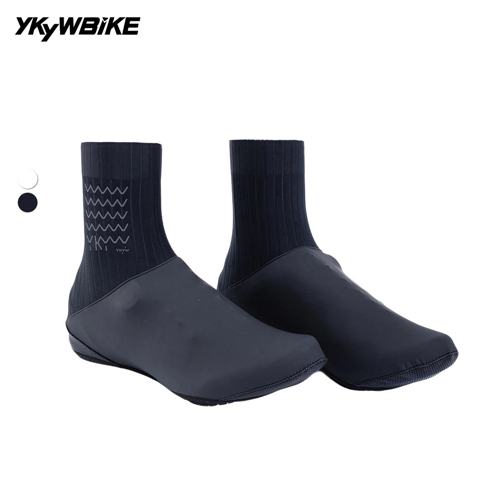 YKYWBIKE Cycling Shoe Covers Waterproof  Lightweight Breathable Perforated Sole Elastic Band Reflective Road Bike Overshoes