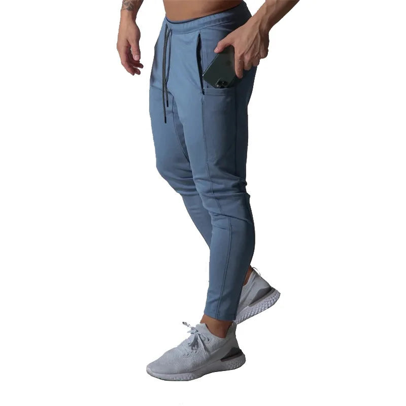 Spring and autumn sports trousers for men, running cotton slim-fitting trousers with ankle zippers, casual sweatpants