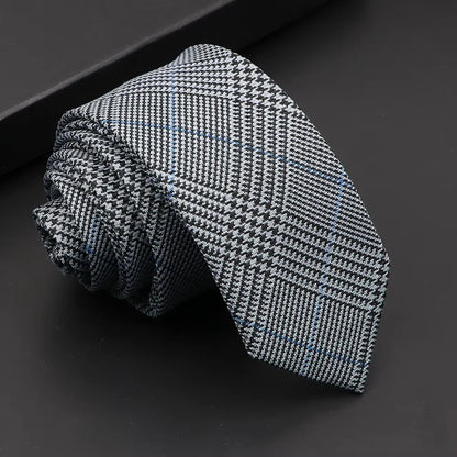 Classic Mens Solid Cotton Handmade 6cm Ties Striped Narrow Collar Slim Necktie Black Red Blue Formal Business Wedding Tie Gift