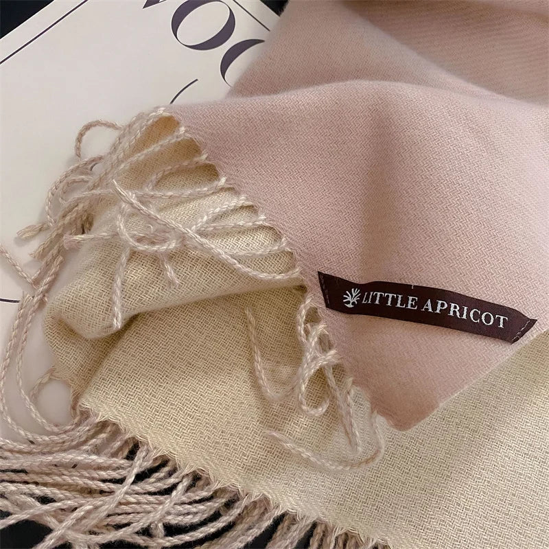Winter Solid Color Cashmere Like Blanket Women Scarf Designer Thick Warm Pashmina Shawl Wraps With Tassel Poncho Stoles Echarpe