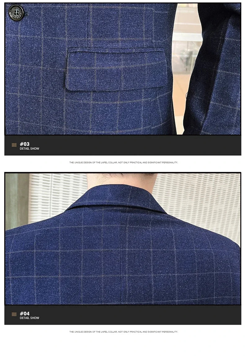 Suits  (blazer+ Vest + Pants) Men Fashion Business Casual Hosts Slim-fit Gentleman Wedding Work  Mens Suits 3 Piece M-5XL