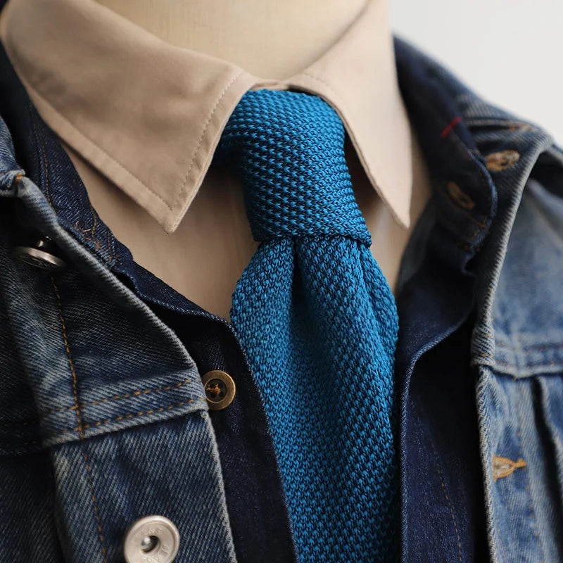 6CM Knit Tie Slim Fashion Knitted Ties For Men Solid Black White Blue Burgundy Knitted Skinny Men Necktie