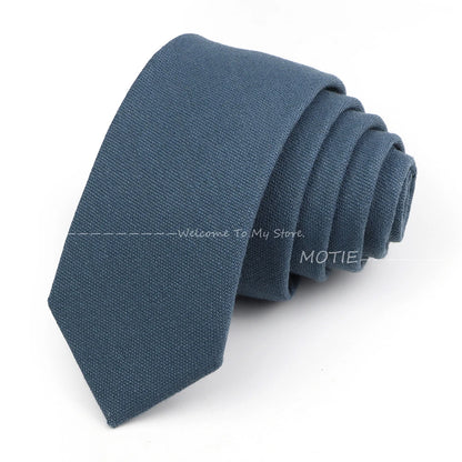 Mens Ties 6cm Classic Cotton Handmade Skinny Neck Ties For Men Soild Color Narrow Collar Slim Orange Grey Blue Tie Casual Tie
