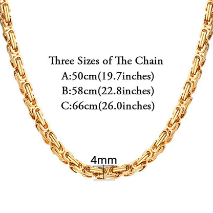 Gold Color Stainless Steel 4mm Byzantine Link Chain Bracelets Necklace For Women Men Fashion Party Wedding Jewelry Sets Gifts