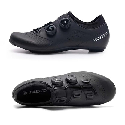 WILDTO Cycling Shoes Mens Road Bike Shoes Flat Speed New Hardness9 Glass Fiber Professional Cycling Sneakers SPD Cleats Footwear