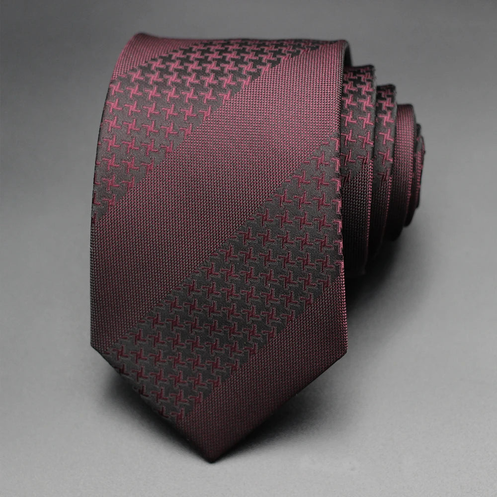 Luxury 7CM Mens Tie Necktie Red Green Stripes Solid Tie For Man Groom Jacquard Woven Neck Tie For Business Wedding Party