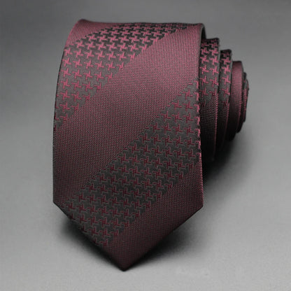 Luxury 7CM Mens Tie Necktie Red Green Stripes Solid Tie For Man Groom Jacquard Woven Neck Tie For Business Wedding Party