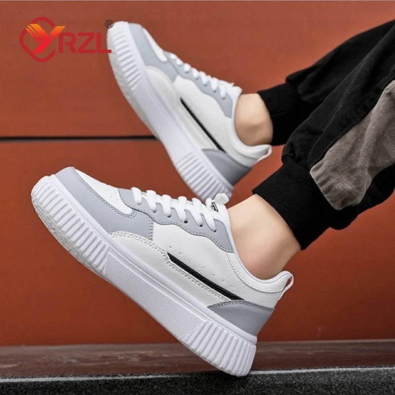 YRZL Mens Sneakers Autumn White Shoes Lightweight Thick Sole Non Slip Skatebaord Shoes Unisex Casual Sports Shoes for Man