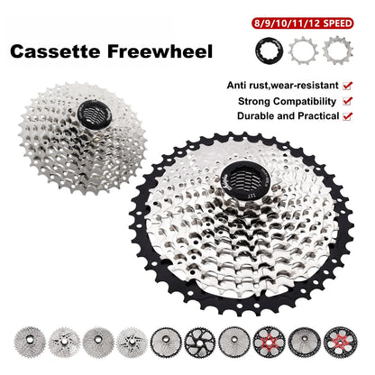 Bike Freewheel,Bicycle Cassette Freewheel 8S(11T-32T)/9S(11T-36T)/10S(11T-42T)/11S(11T-46T)/12S(11T-52T),Cycling Parts
