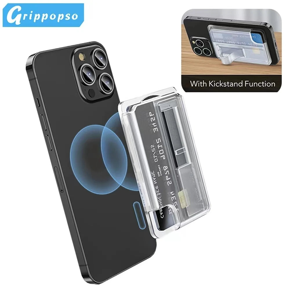 Magnetic Wallet,Compatible with MagSafe Wallet,3-Card Holder,Phone Card Holder For Secure-Grip Finger Loop