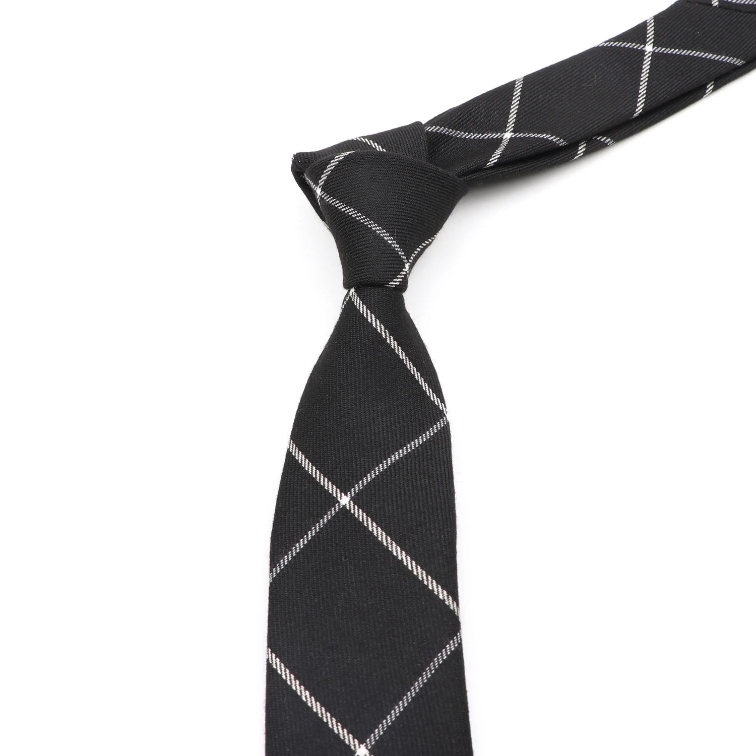 Classic Mens Solid Cotton Handmade 6cm Ties Striped Narrow Collar Slim Necktie Black Red Blue Formal Business Wedding Tie Gift