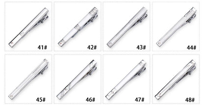 8pcs Tie Clips Metal Diamond With Box For Men Wedding Mens Necktie Clips Set Chrome Stainless Steel Jewelry Gentleman Ties Pin
