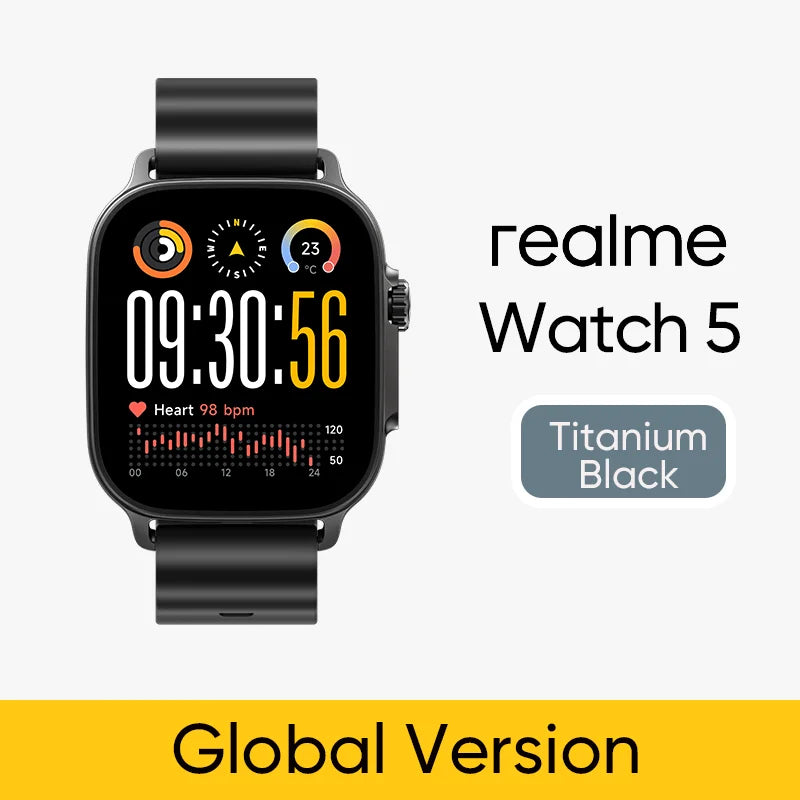 realme Watch 5 Smart Watch Global Version 1.97" AMOLED Display Sports &amp; Health Monitoring 14-day Battery Life IP68 Bluetooth 5.3