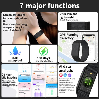 LIGE NO Screen Smart Wristbands With Heart Rate Sleep AI Health Monitor Report Smart Bracelet Incoming Call Notification Watches