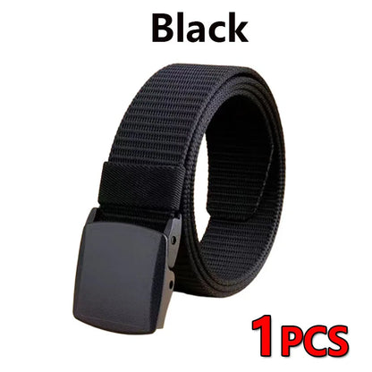 Tactical Belt for Man Golf Outdoor Casual Canvas Belt Black Training Trouser Belt Wide Automatic Buckle Nylon Belt Hunting Sport