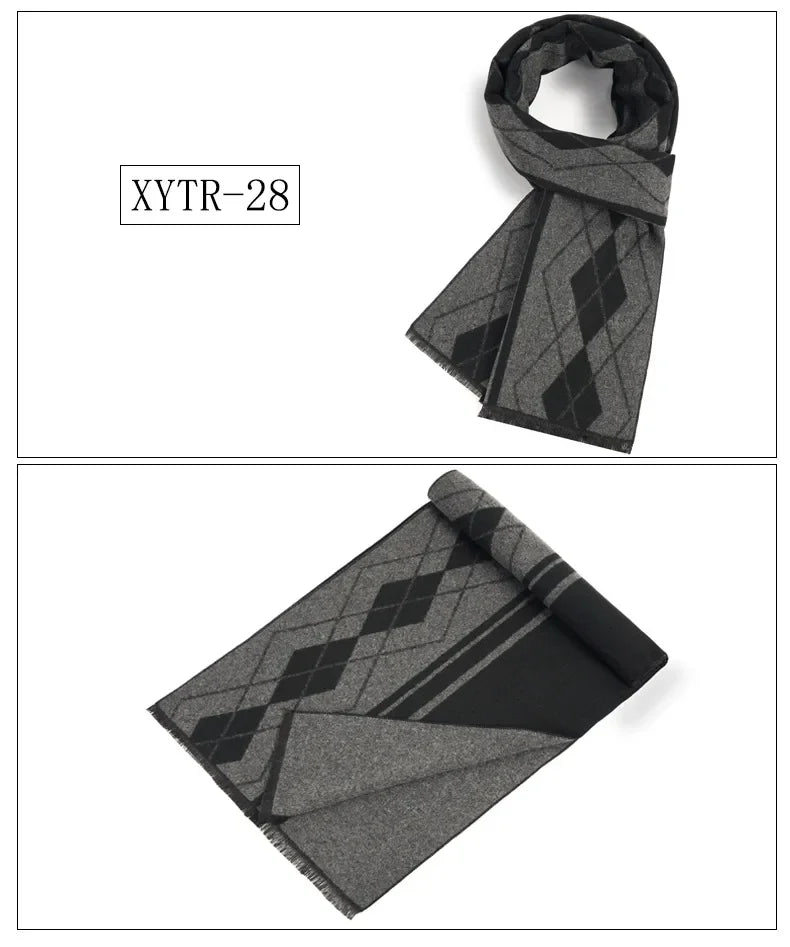 Classic Brand Scarfs for Men Thick Imitation Cashmere Shawl Scarves Winter Warm Business Muffler Scarves Long Wrap